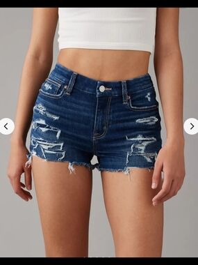 AE Next Level Curvy Ripped High-Waisted Denim Short Short